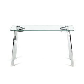 Consolle con piano in vetro in argento 40x125 cm Kirk - Tomasucci