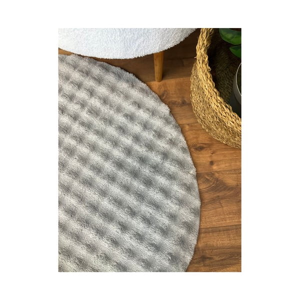 Tappeto grigio rotondo lavabile ø 120 cm Bubbly - Oyo Concept-image-4