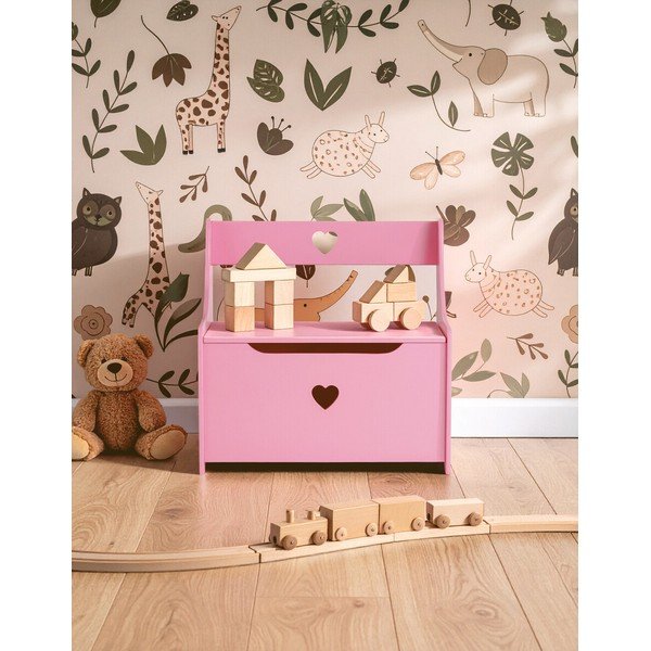 Armadietto per bambini rosa con panca 60x62x34 cm Pink Heart – Premier Housewares-image-1