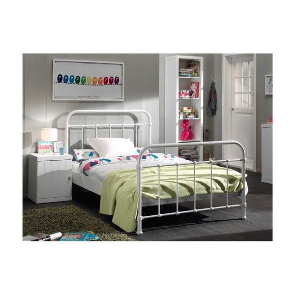 Letto per bambini in metallo bianco, 120 x 200 cm New York - Vipack-image-2