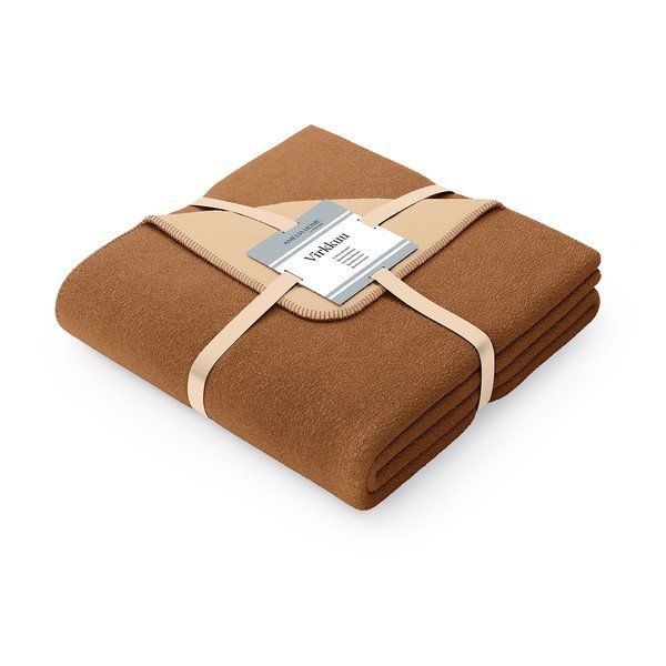 Coperta marrone e beige in misto cotone , 150 x 200 cm Virkkuu - AmeliaHome-image-2