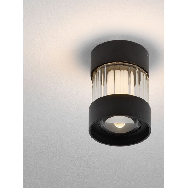 Plafoniera LED nera opaca in alluminio con paralume in vetro con intensità regolabile Glovia – Nova Luce-image-2