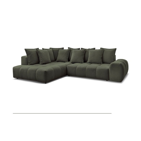 Divano angolare verde allungabile e con contenitore (penisola a sinistra/a L) con rivestimento in ciniglia Everest – Bobochic Paris-image-3