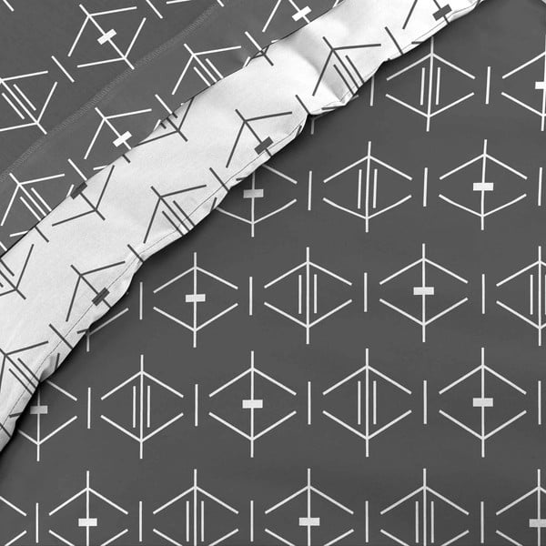 Copripiumino bianco/grigio scuro in cotone per letto matrimoniale/per letto esteso 240x220 cm Aristide – douceur d'intérieur-image-3