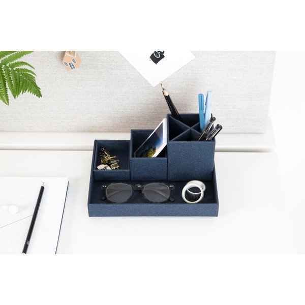Organizzatore da scrivania 4 pezzi blu scuro Lena - Bigso Box of Sweden-image-1