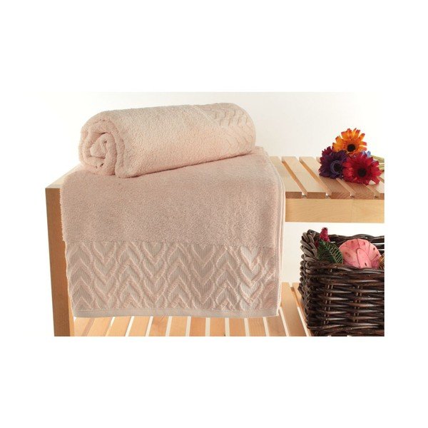 Set di 2 asciugamani da bagno Kalp marrone chiaro, 90 x 150 cm - Foutastic