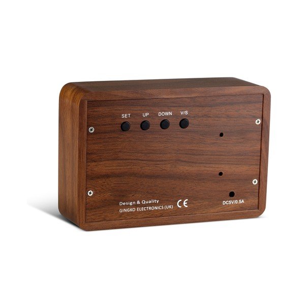 Sveglia marrone scuro con display a LED verde Brick Click Clock - Gingko-image-4