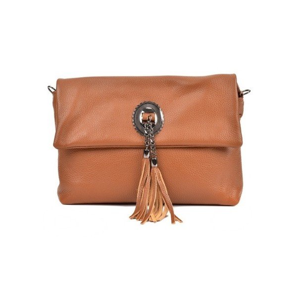 Koňakově hnědá kožená kabelka crossbody Roberta M Elisa