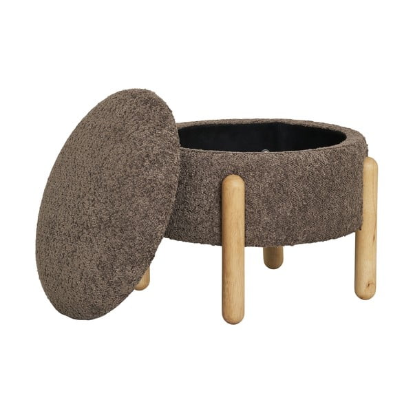 Pouf in tessuto bouclé marrone Medas - House Nordic-image-2