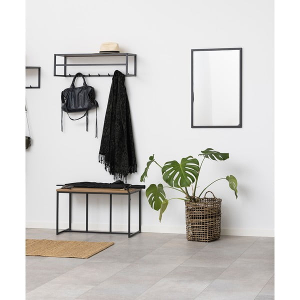 Attaccapanni da parete nero con ripiano effetto rovere Seaford - Actona-image-3