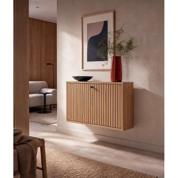 Scarpiera con anta effetto rovere in colore naturale 72x43x17 cm Albany - Actona-image-1