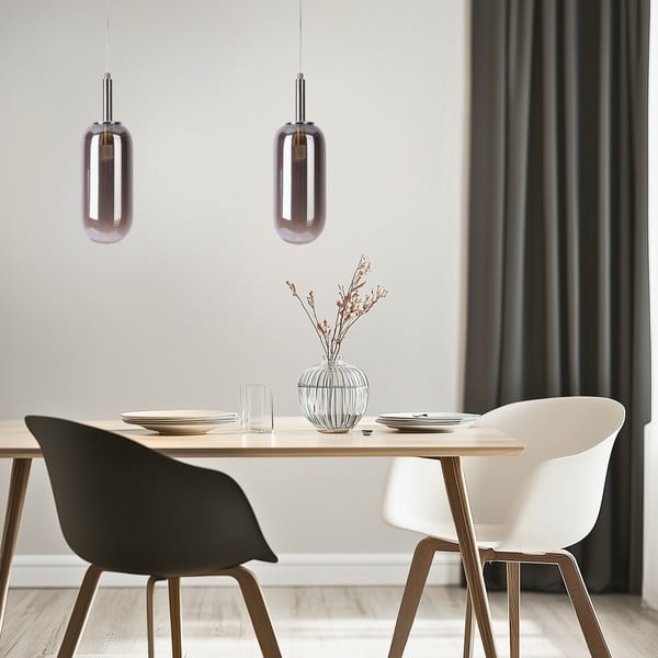 Lampadario LED color antracite con paralume in vetro ø 13 cm Fiuggi – Candellux Lighting-image-4