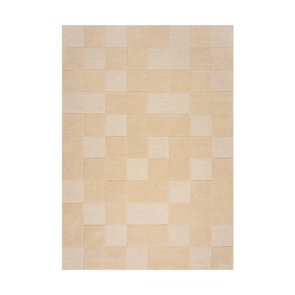 Tappeto in lana beige 200x290 cm Checkerboard - Flair Rugs