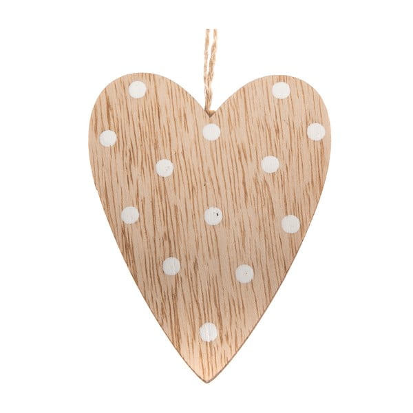 Set di 5 ornamenti da appendere in legno a forma di cuore a pois , altezza 9 cm - Dakls