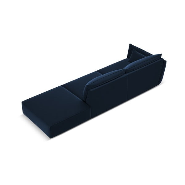 Divano blu scuro con penisola a sinistra con rivestimento in velluto 264 cm Vanda – Mazzini Sofas-image-3