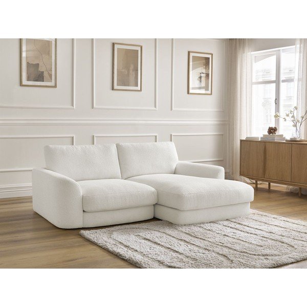 Divano angolare bianco (con penisola a destra/con chaise lounge) con rivestimento in bouclé Leonore – Bobochic Paris-image-3