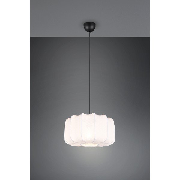 Lampadario bianco in metallo con paralume in tessuto ø 40 cm Madleine – Reality-image-3