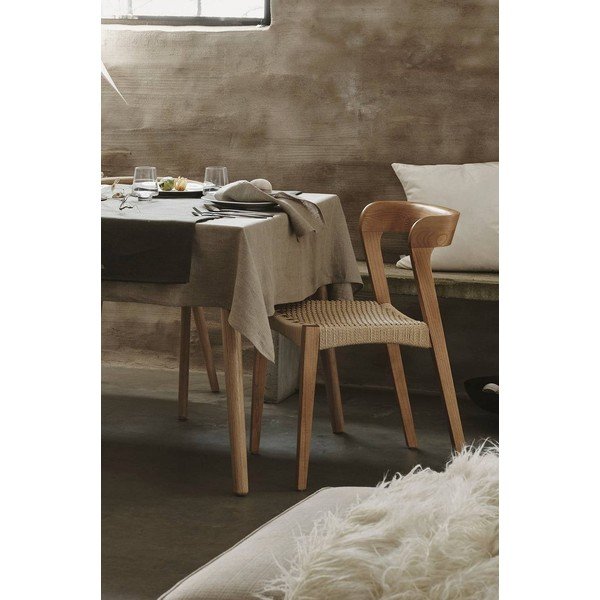 Sedia da pranzo di colore naturale in olmo massiccio Vikdalen – Jotex-image-2