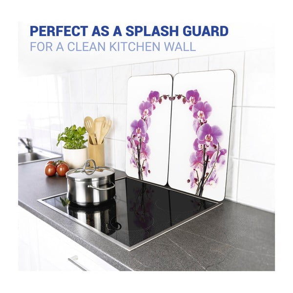 Set di 2 copri stufe in vetro Orchidea, 52 x 30 cm Orchid Blossom - Wenko-image-2