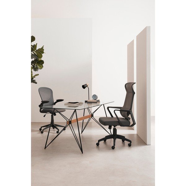 Sedia da ufficio grigia in imbottito Kempton – Yes Everyday-image-1