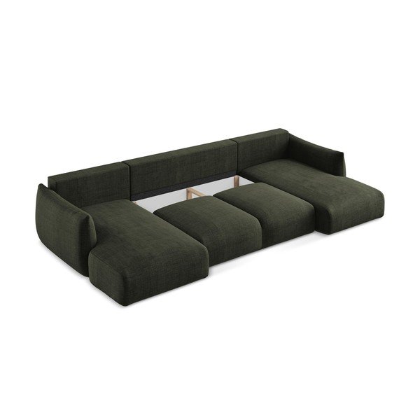 Divano angolare verde allungabile (a U) Leila – Makamii-image-4