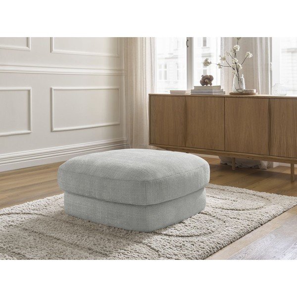 Poggiapiedi grigio chiaro con rivestimento in ciniglia Leonore – Bobochic Paris-image-1