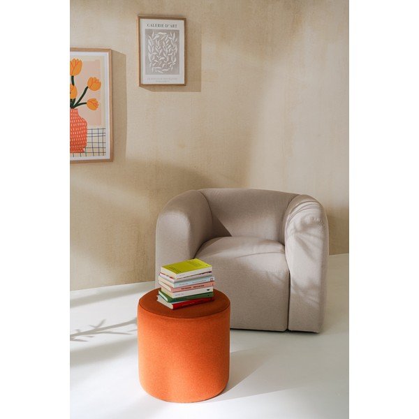 Poggiapiedi color terracotta con rivestimento in lana Folk – noo.ma-image-3