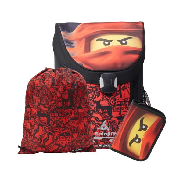 Set di 3 pezzi composto da cartella, astuccio e borsa rossa per la scuola Ninjago Easy - LEGO®