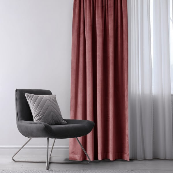 Tenda parzialmente oscurante rosa in velluto 140x245 cm Eyelets – Restilo-image-1