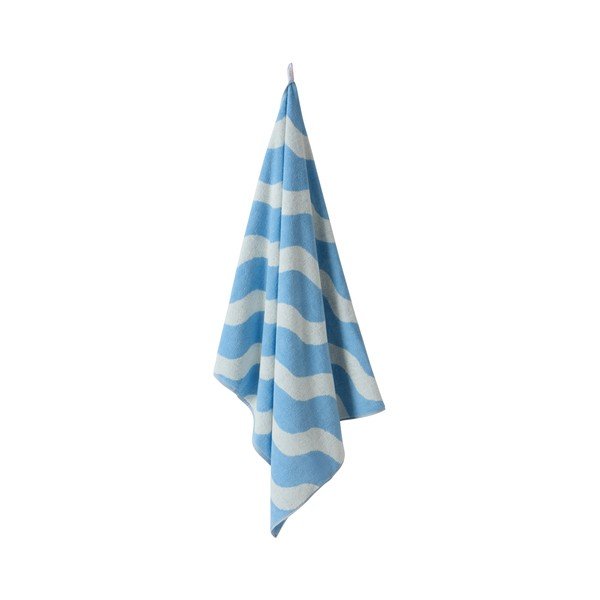 Asciugamano bianco/azzurro in cotone 90x150 cm Waves – Jotex-image-3