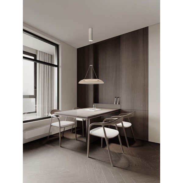Lampadario LED bianco opaco in alluminio con paralume in vetro acrilico ø 40 cm Mantle – Nova Luce-image-2