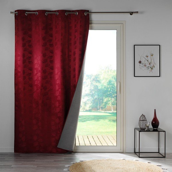 Tenda jacquard oscurante bordeaux 140x260 cm Lunella - douceur d'intérieur-image-2