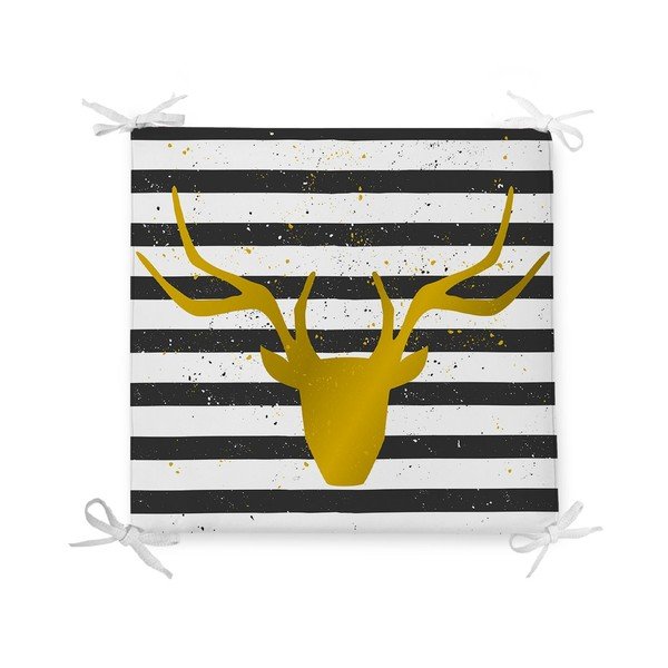 Cuscino di seduta in misto cotone con renna a righe, 42 x 42 cm - Minimalist Cushion Covers
