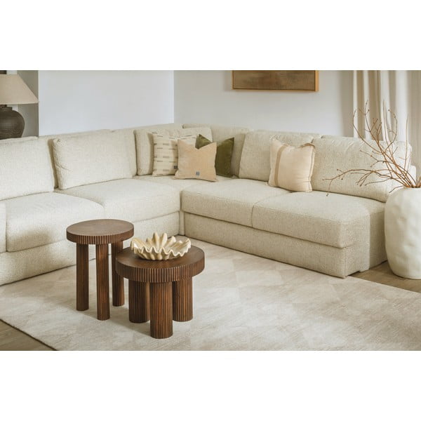 Tappeto beige in lana 133x190 cm Agnus Checkered – Agnella-image-2