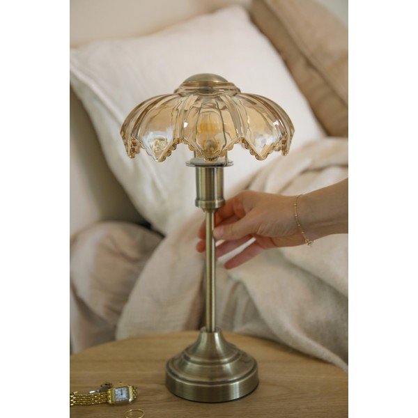 Lampada da tavolo color ottone/color ambra in vetro con intensità regolabile/portatile (altezza totale 35 cm) Kurage – Markslöjd-image-1