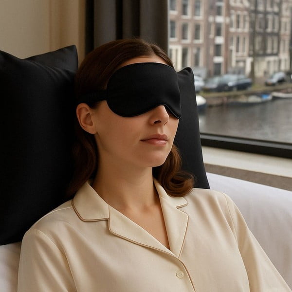 Maschera per dormire nera in seta Mulberry Silk – Mila Home Luxury-image-1