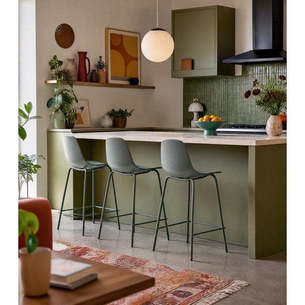 Sgabello da bar color kaki in plastica (altezza della seduta 67,5 cm) Whitby – Unique Furniture-image-1