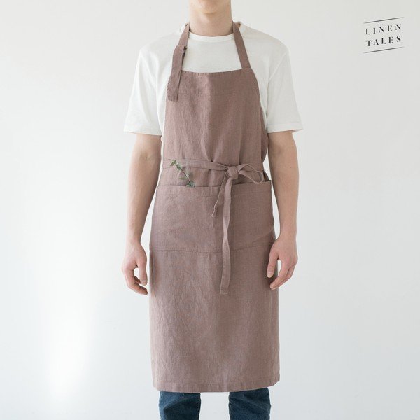Vecchio grembiule di lino viola Chef, lunghezza 100 cm Ashes of Roses - Linen Tales