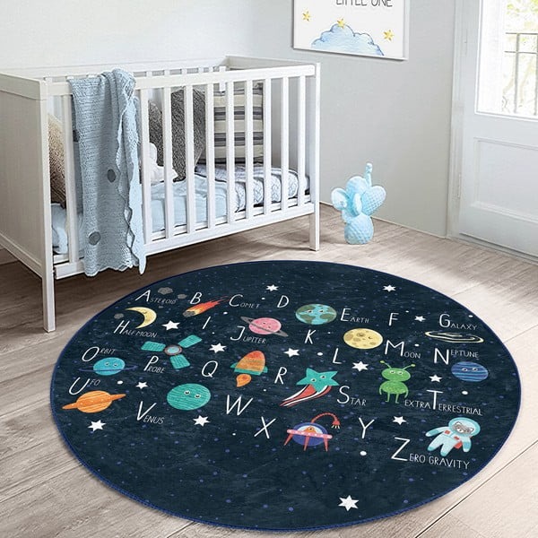 Tappeto per bambini blu scuro ø 100 cm Comfort - Mila Home-image-1