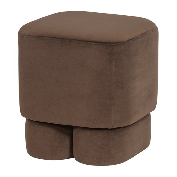 Poggiapiedi marrone con rivestimento in velluto Valen – WOOOD