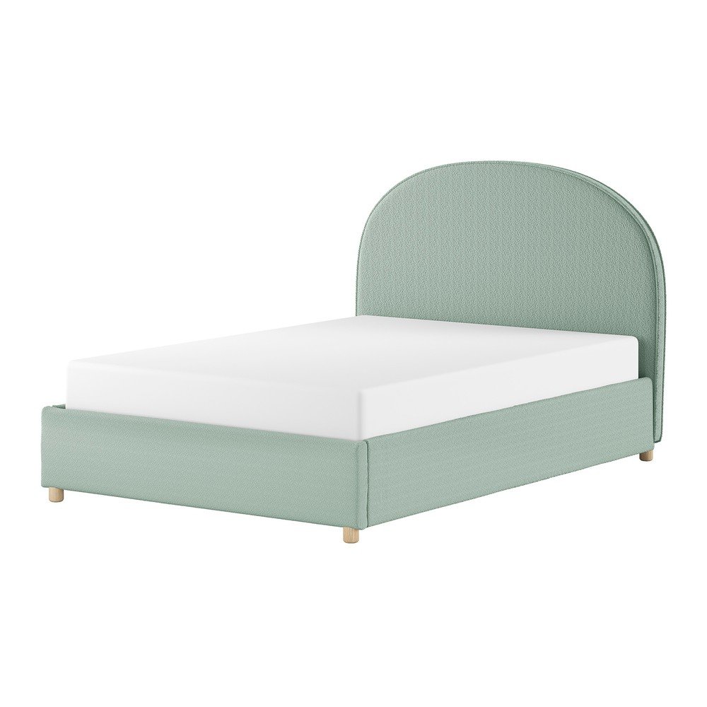 Letto matrimoniale imbottito verde con contenitore con rete inclusa 140x200 cm Moon – Vipack | Letti matrimoniali