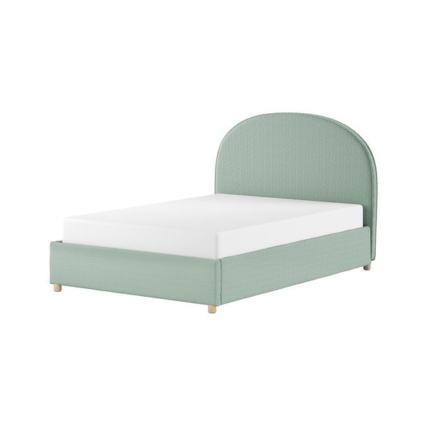 Letto matrimoniale imbottito verde con contenitore con rete inclusa 140x200 cm Moon – Vipack