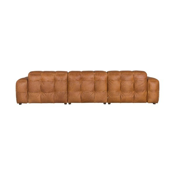 Divano componibile marrone cognac con rivestimento in pelle 364 cm Hackman – Dutchbone-image-3