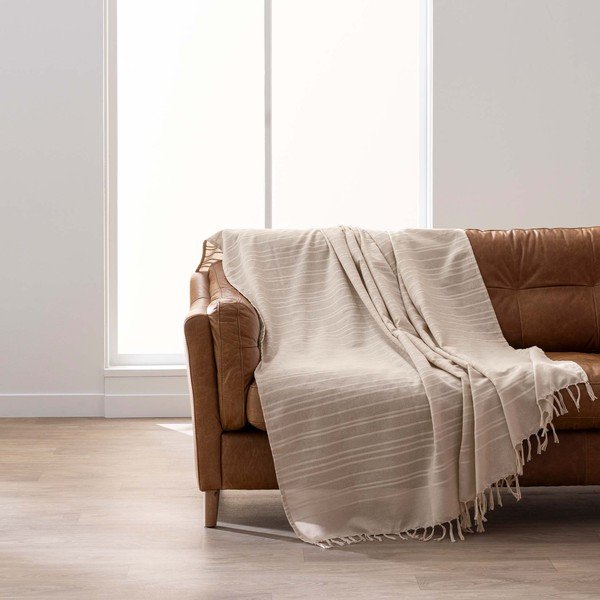 Copriletto beige in cotone 125x150 cm Lilia – douceur d'intérieur-image-3