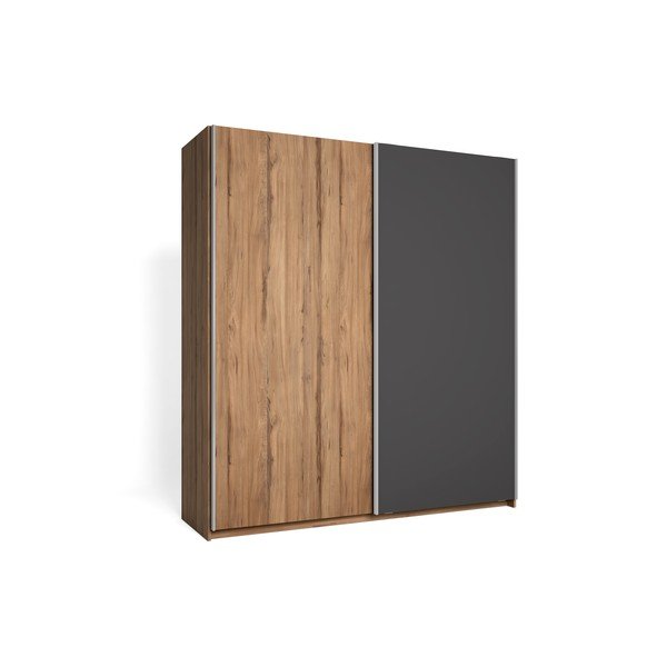 Armadio grigio in noce con ante scorrevoli 182x200 cm Malta - Marckeric-image-1