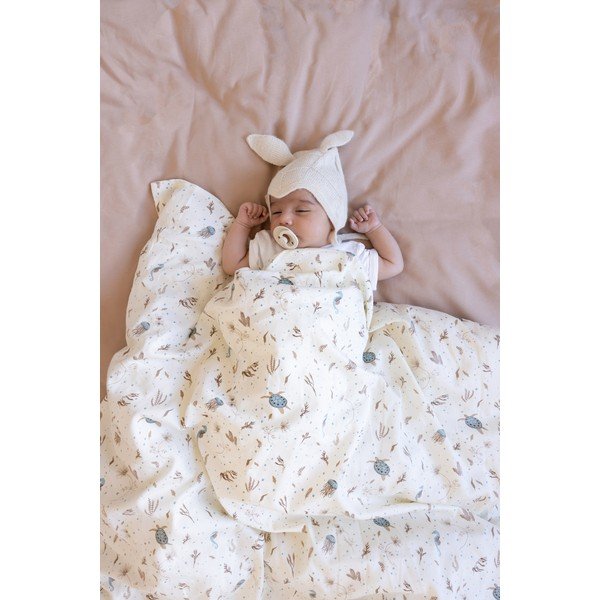 Set copripiumino e federa da bambini giallo chiaro in cotone organico per culla 70x100 cm Sea Garden – Cam Cam Copenhagen-image-3