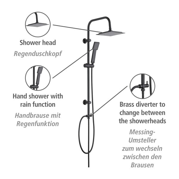Set doccia in acciaio inox nero opaco 101 cm Cuadro - Wenko-image-4