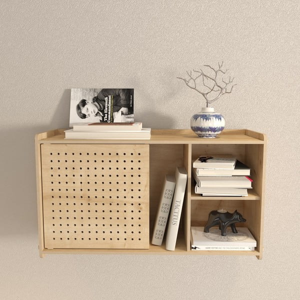 Libreria a parete in rovere decorato in colore naturale 65x30 cm Sima - Kalune Design-image-1