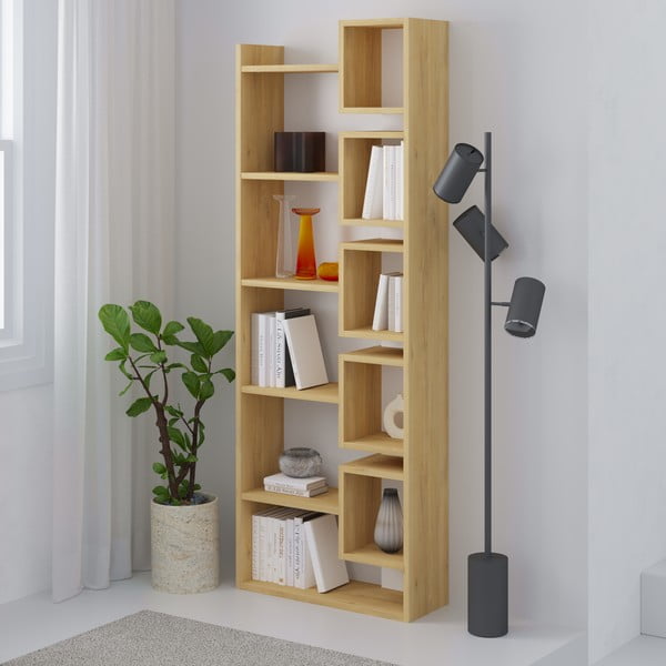 Libreria in rovere decorata in bianco e naturale 60x168,5 cm Eladi - Marckeric-image-3