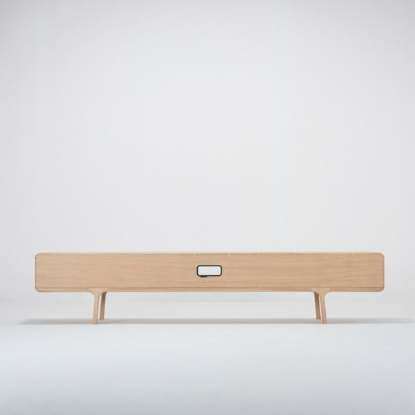 Cassettiera TV in rovere massiccio con 2 cassetti Fawn - Gazzda-image-4